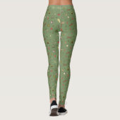 Khaki Camping thema buiten kampvuur patroon Leggings (Achterkant)