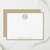 Khaki Circle Monogram Font DIY BG Bedankkaart