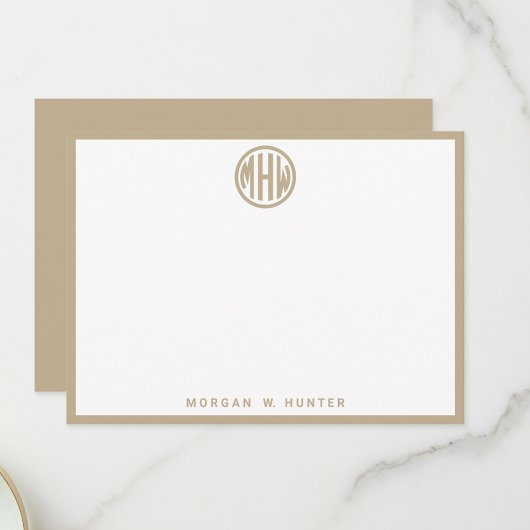 Khaki Circle Monogram Font DIY BG Bedankkaart