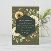 Khaki Cream Botanical Wedding Kaart (Staand voorkant)