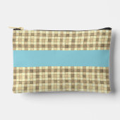 Khaki & crème gingham, blauwe streep Accessoire po Etui (Voorkant)