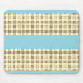 Khaki crème gingham blauwe streep muismat (Voorkant)