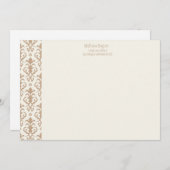 Khaki Damask-briefkaart Notitiekaartje (Voorkant / Achterkant)