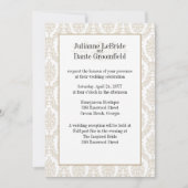 Khaki Designer Damask Wedding DIY Kaart (Voorkant)