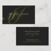 Khaki Double Monogram Professioneel Elegant Modern Visitekaartje (Voorkant / Achterkant)