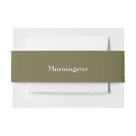 Khaki Drab Green Wedding Invitation Belly Band Uitnodigingen Wikkel