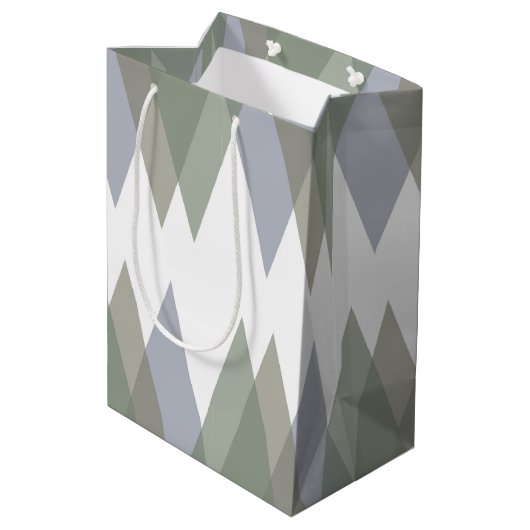 Khaki-driehoeken Medium Cadeauzakje (Achterkant Gekanteld)