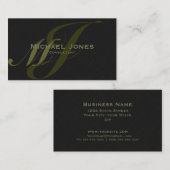 Khaki Dubbel Monogram Professioneel Elegant Modern Visitekaartje (Voorkant / Achterkant)