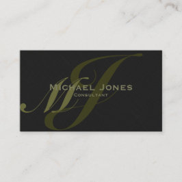 Khaki Dubbel Monogram Professioneel Elegant Modern Visitekaartje