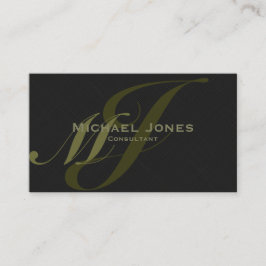Khaki Dubbel Monogram Professioneel Elegant Modern Visitekaartje