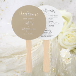 Khaki Eenvoudig Huwelijksceremonie Programma Handwaaier