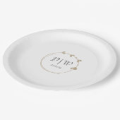 Khaki Eenvoudige Hart Krans Monogram Trouwen Papieren Bordje (Gekanteld)