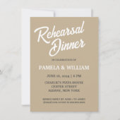 Khaki eenvoudige stijl bruiloft repetitie diner kaart (Voorkant)
