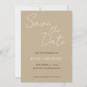 Khaki Eenvoudige Stijl Trouwdag Save The Date (Voorkant)