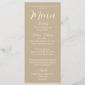 Khaki Eenvoudige Stijl Trouwdiner Menu (Voorkant)