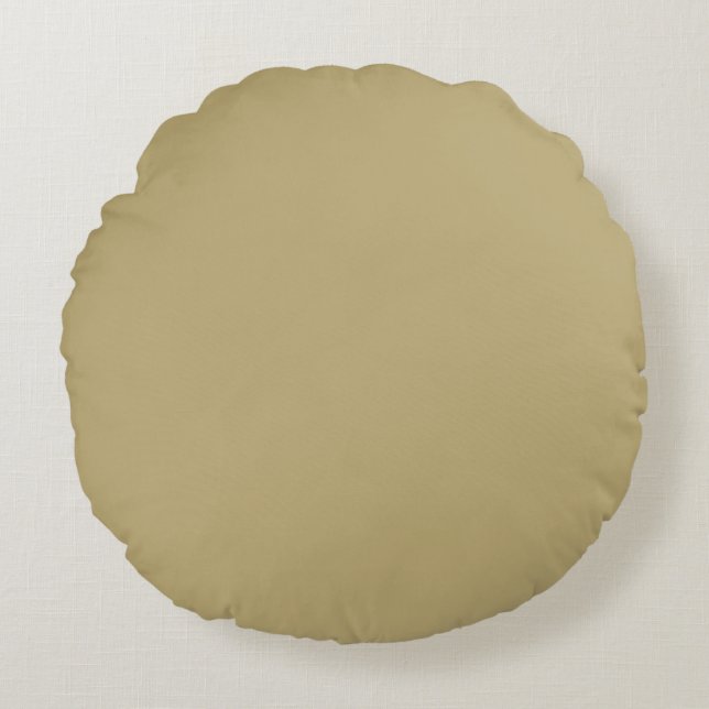 Khaki effen kleur, eenvoudig, modern, trendy rond kussen (Voorkant)