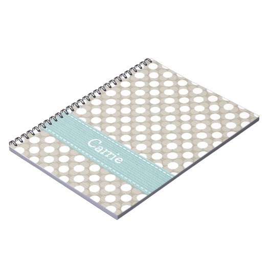 Khaki en Blue Polka Dot Spiral Notebook Journal Notitieboek (Linkerzijde)