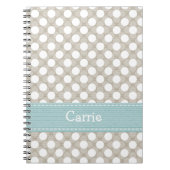 Khaki en Blue Polka Dot Spiral Notebook Journal Notitieboek (Voorkant)