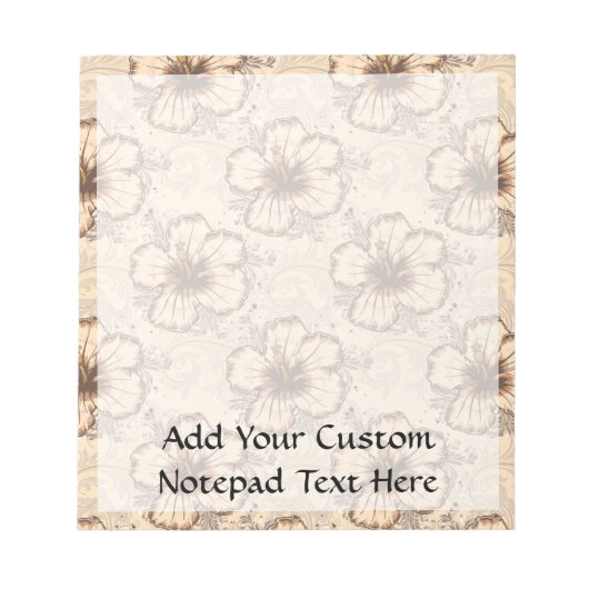 Khaki en Brown Hibiscus Flower Notitieblok (Voorkant)