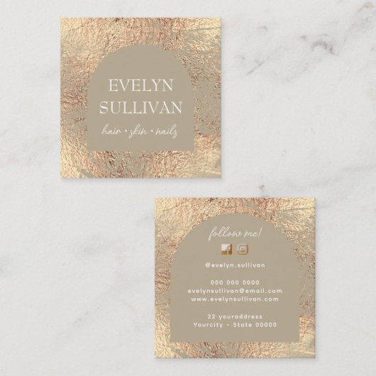 Khaki en goudtextuur visitekaartje (Voorkant / Achterkant)