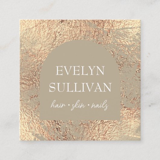 Khaki en goudtextuur visitekaartje (Voorkant)
