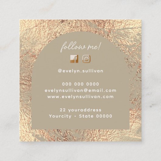 Khaki en goudtextuur visitekaartje (Achterkant)