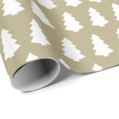 Khaki en White Simple Tree Pattern Wintervakantie Cadeaupapier (Rol Hoek)
