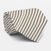Khaki en wit chevron gestreept patroon stropdas (Opgerold)