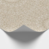 Khaki en wit siermandala patroon cadeaupapier (Hoek)