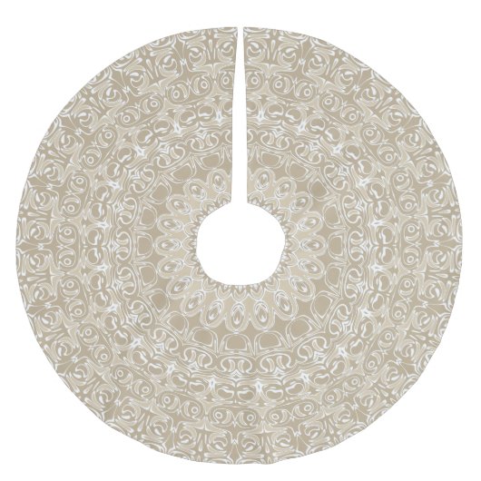 Khaki en wit siermandala patroon kerstboom rok (Voorkant)