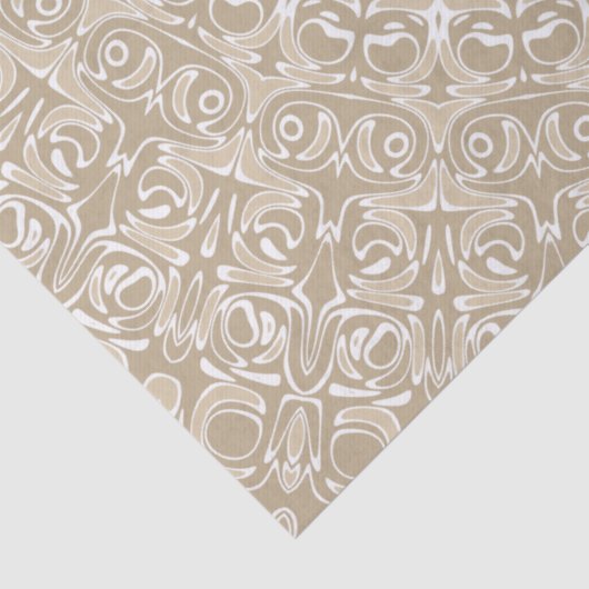 Khaki en wit siermandala patroon tissuepapier (Detail)