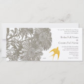Khaki  Flower and Goldenrod Bird Wedding Kaart (Achterkant)