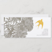 Khaki  Flower and Goldenrod Bird Wedding Kaart (Voorkant)