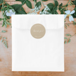 Khaki gestileerde bruiloft dank u ronde sticker