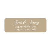 Khaki gestileerde namen bruiloft retour adres etiket (Voorkant)