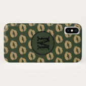 Khaki golden lips Gothic Personalized Monogram Case-Mate iPhone Case (Achterkant (horizontaal))