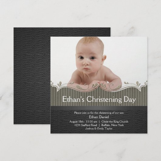 Khaki Green Black Boys foto doop Kaart (Voorkant / Achterkant)