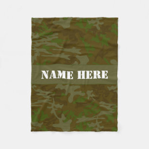 Khaki Green Custom Camo Throw Blanket Fleece Deken