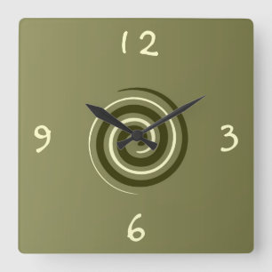 Khaki Green en Lemon >Patterned Kitchen klok