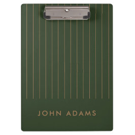 Khaki Green Gold Stripe - gepersonaliseerd Klassic Klembord