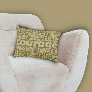 Khaki-Green Meertalige Courage Typografie Accent Kussen
