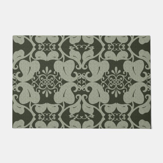 Khaki Green Modern Elegant Leaf Pattern Deurmat (Voorkant)