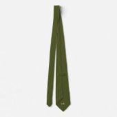 Khaki Green Verborgen Initialen Solid Color Stropd Stropdas (Achterkant)