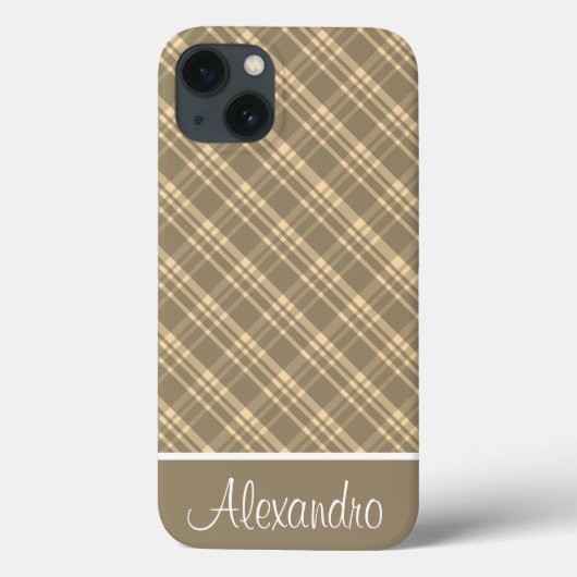 Khaki groene en bruine geruite Case-Mate iPhone ho Case (Achterkant)