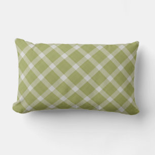 Khaki groene Gingham geruit Kussen