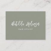 Khaki groene moderne, minimale QR CODE Visitekaartje (Voorkant)