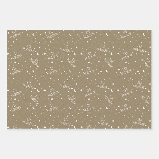 Khaki Kinder Eid Mubarak Inpakpapier Vel (Voorkant 2)