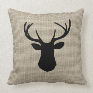 Khaki Linen Kijk Deer Silhouette Pillow Kussen