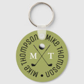 khaki Logo Monogram voor een golfspeler Sleutelhanger (Voorkant)