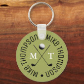khaki Logo Monogram voor een golfspeler Sleutelhanger (Voorkant)